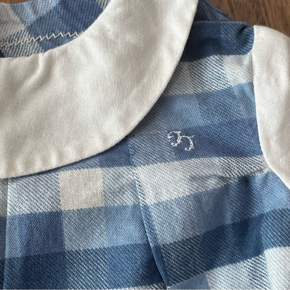 Vintage Tender Touch Baby Handcrafted Blue Plaid Cotton Romper Newborn-Preemie‎ - Picture 7 of 13